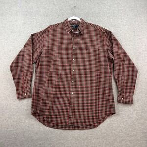 Vintage Ralph Lauren Seersucker Shirt Men's L Tartan Plaid Blake Red Green 90s